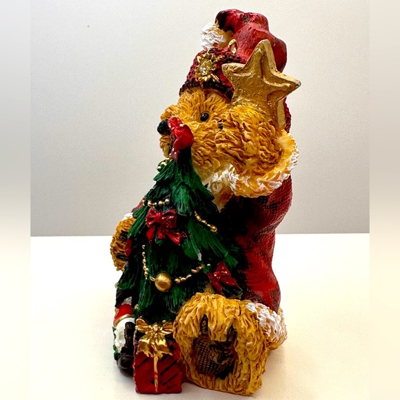 Vintage Santa Teddy Bear Christmas Tree Decoration 3.5" Hanging Figure Ornament - Picture 3 of 5